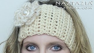 HOW to CROCHET EASY HEADBAND  DIY Tutorial for a Ear Warmer with Flower [upl. by Ticon]