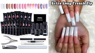 EXTRA LONG FRENCH POLYGEL SET VERY AFFORDABLE HUGE POLYGEL KIT  Nail Tutorial For Beginners [upl. by Anauq]