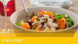 Feestelijk veggie slaatje met pompoen en feta [upl. by Langdon]