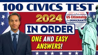 NEW 100 Civics Questions and Answers In Order US Citizenship Interview 2024  One amp Easy Answers [upl. by Oirasan]