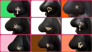 Beautiful gold nose pin designnose ring designsnew nose pin collection 2024 [upl. by Ennaeirrac994]