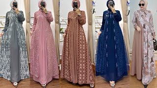 SPESIAL GAMIS LEBARAN CANTIK DAN MEWAH  GAMIS POLOS KOMBINASI BROKAT [upl. by Gosselin]