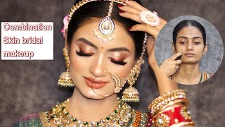 Combination skin bridal makeup tutorial step by step✅ Using affordable products [upl. by Nnairac]