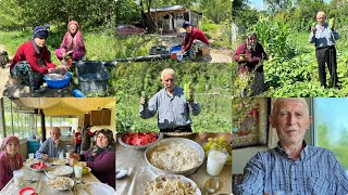 Bahçede öğlen yemeği bol tereyağlı erişte makarna [upl. by Enyawal]