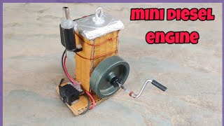 how to make a diesel engine model at home  mini diesel engine from cardboard [upl. by Ardnat]