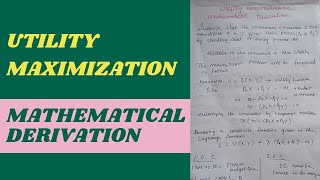 Utility Maximization problem Mathematical DerivationOrdinal utility Maximization [upl. by Eseilana262]