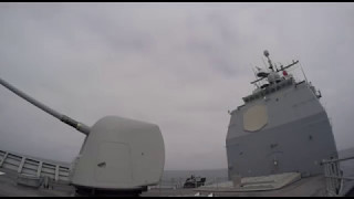 Video Cruiser USS Lake Erie Launches Missile in Exercise [upl. by Niple]