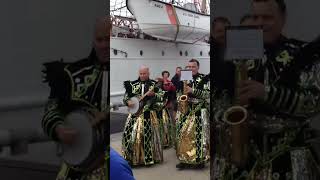 Philadelphia Mummers marching past USCGC Eagle at Tall Ships Festival  Penn’s Landing  June 2015 [upl. by Eneloc]