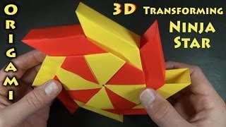 Origami 3D Transforming Ninja Star designed by Ray Bolt [upl. by Charlotte189]