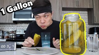 1 GALLON JAR of PICKLES CHALLENGE [upl. by Neelya]