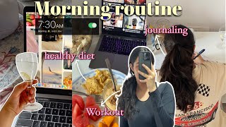 7 AM PRODUCTIVE but slow morning routine✨journaling workout  skincare etc [upl. by Accire376]