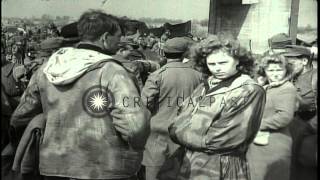 American soldiers rest after the battle at the Tangermunde bridge in Germany duriHD Stock Footage [upl. by Adian]