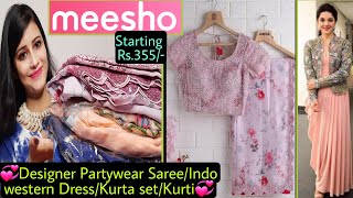 Meesho Haul  Meesho Celebrity Style SareeIndoWestern Dresskurta setkurti Meesho Online Shopping [upl. by Kryska]