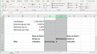 Matematik 1 BERÄKNA LÅN RÄNTA OCH AMORTERING I EXCEL [upl. by Scurlock]