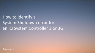 How to identify a System Shutdown error for an IQ System Controller 33G [upl. by Dalis]