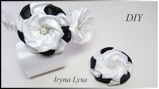 DIY Kanzashi Headband DIY Kanzashi Hair Clip [upl. by Nyluqcaj572]