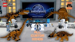 All Custom Dinosaurs BLAZAN Gaming Style  Lego Jurassic World  No Commentary [upl. by Jolynn]