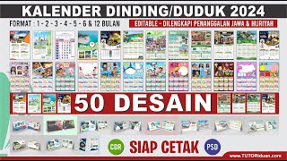 Kumpulan Kalender Dinding dan Duduk 2024 Editable Masehi Jawa Hijriah Siap CETAK CDR PSD Calendar [upl. by Recor]