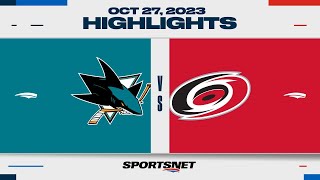 NHL Highlights  Sharks vs Hurricanes  October 27 2023 [upl. by Neelrad743]