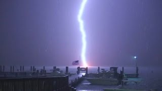 VERY close lightning strike video [upl. by Acimot]