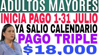 📅HAY CALENDARIO 📅 PAGO🌟 PENSIÓN TRIPLE 🎉18000 ADULTOS MAYORES 🥊 TARJETA BIENESTAR 🔥JULIO ABCD [upl. by Meirrak832]