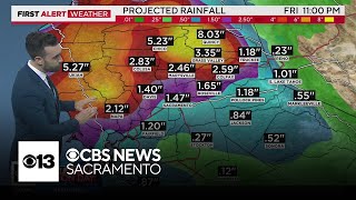 Latest rain and snow totals from Northern California atmospheric river [upl. by Henka]