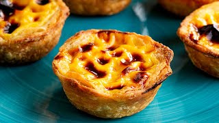 Pastel de Nata  Portuguese Custard Tarts Recipe [upl. by Birkner]