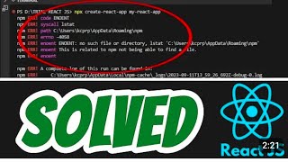 Npx createreactapp not working error in Terminal React JS SOLVED  solution viral [upl. by Clarita]