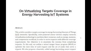 On Virtualizing Targets Coverage in Energy Harvesting IoT Systems [upl. by Nikolos]