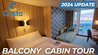 Costa Smeralda Premium Balcony Cabin Tour 🚢 2024 Update cabin 16059 🚢 Costa Cruises [upl. by Hubing]