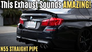 BMW F10 535I N55 Valved Exhaust  Cold Start Accelerations Revs  AMAZING Exhaust Sounds [upl. by Schuman]