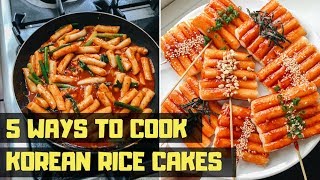 5 Easy Ways to Cook Korean Rice Cakes 🌶🔥💥 • VEGAN KOREAN STREET FOOD TTEOKBOKKI 떡볶이 [upl. by Aranaj]