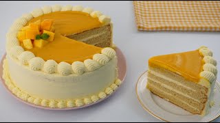 Mango Cake With Easy Frosting Recipe No Whipping Cream [upl. by Cohla]