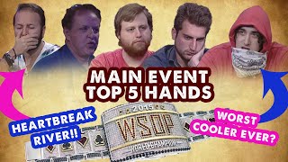 2015 WSOP Main Event  Top 5 Hands  World Series of Poker [upl. by Mortensen]