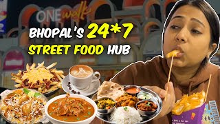 Bhopal 247 STREET FOOD Hub  Veg Thali Cheesy Fries Biryani amp more ONE WALK Food Street [upl. by Ahsikat]