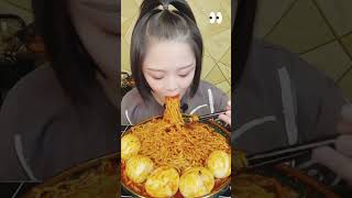 quotSpicy Noodle Challenge Girl Devours a Mountain of Hot Ramen and Eggs 🌶🍜quot [upl. by Yeltsew]