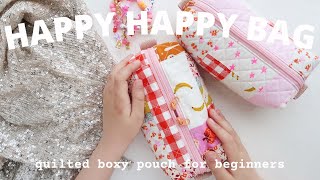 Happy Happy Bag ❤️ Sewing Tutorial  Pattern for Beginners how to make a fully lined DIY boxy pouch [upl. by Adnirod]