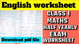 Class 1 Maths Half Yearly Exam Question Paper 202425Half Yearly ExamClass 1 Maths worksheet [upl. by Yorker]