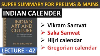 INDIAN CALENDAR  ART amp CULTURE FOR UPSC CSE  NITIN SINGHANIA  UNACADEMY Vikram Samvat Saka Samvat [upl. by Ashlee]