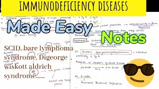 Immunodeficiency Diseases  with Examples Notes immunology 😎😎 [upl. by Lashonda]