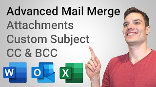 How to Mail Merge with Attachments Custom Subject amp CC  BCC  using Word Excel amp Outlook [upl. by Brodsky]