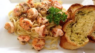 Camarones Scampi con pasta linguine Receta [upl. by Coit]