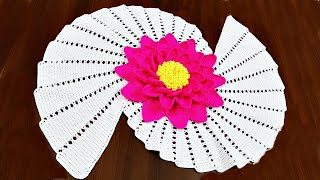 Crochet Fan DoilyEnglish subtitle is available   كروشية مفرشة مروحية [upl. by Enilreug]