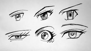 Anime Eyes Drawings  How to Draw ANIME EYES Step by Step [upl. by Nnylaehs]