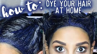 How To Dye Your Hair At Home BLUE BLACK [upl. by Ggerc525]