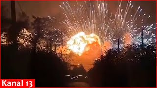 quotFk terriblequot  shocked Russians show explosion at ammunition depot in Krasonodar [upl. by Oswald467]