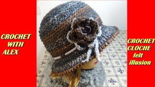 CROCHET CLOCHE HAT FELT ILLUSION tutorial [upl. by Klein371]