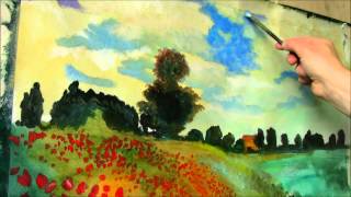 Monet Painting The Poppy Field near Argenteuil 1873 [upl. by Ghassan]