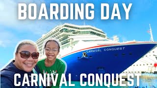 CARNIVAL CONQUEST The CHEAPEST Carnival Cruise you can BOOK Embarkation Day [upl. by Mcclees548]