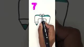 Counting Number of Seven viralvideo howto numbers easy colors art drawing seven green 777 [upl. by Ahsa]